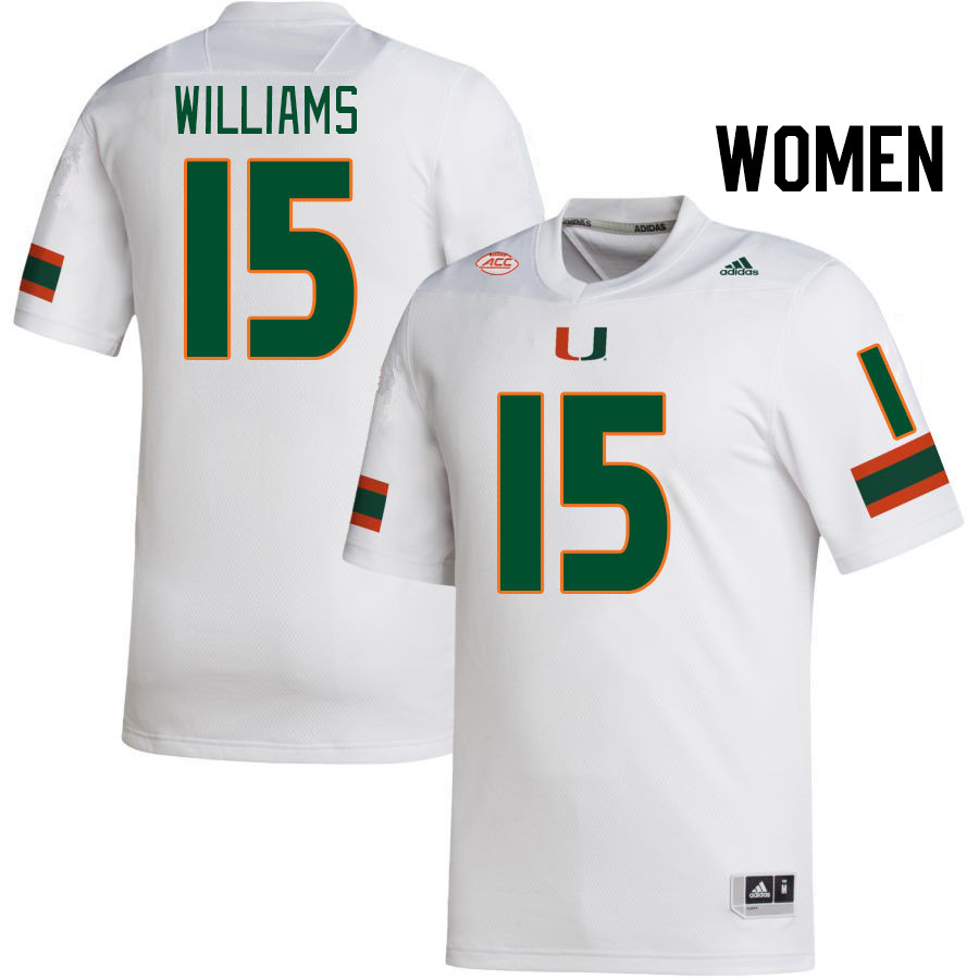 Women #15 Markeith Williams Miami Hurricanes College Football Jerseys Stitched-White